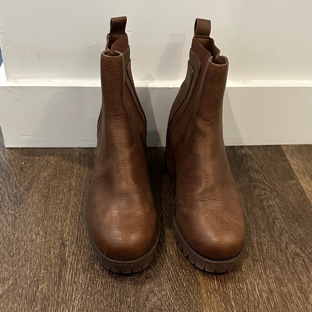 MIA Chocolate Leather Ankle Boots